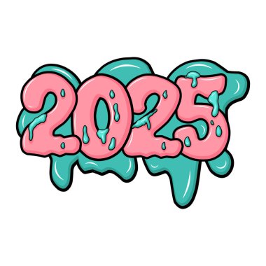 Mutlu yıllar 2025 graffiti tipografi sanat çizimleri