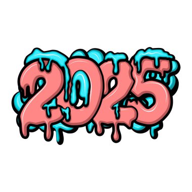 Mutlu yıllar 2025 graffiti tipografi sanat çizimleri