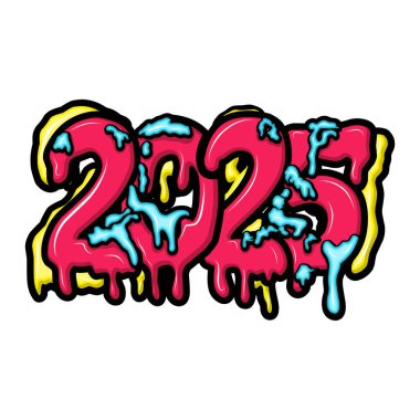 Mutlu yıllar 2025 graffiti tipografi sanat çizimleri