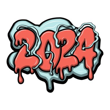 Mutlu yıllar 2024 graffiti tipografi sanat çizimleri