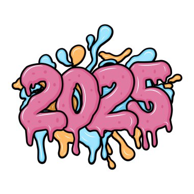 Mutlu yıllar 2025 graffiti tipografi sanat çizimleri