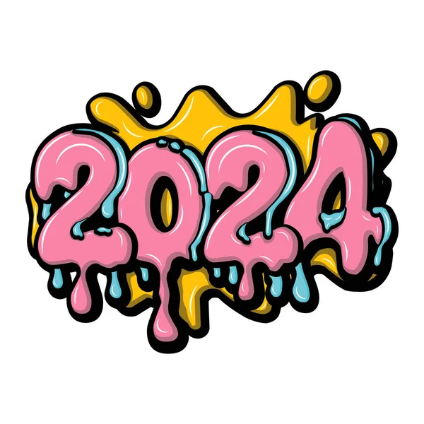 Mutlu yıllar 2024 graffiti tipografi sanat çizimleri