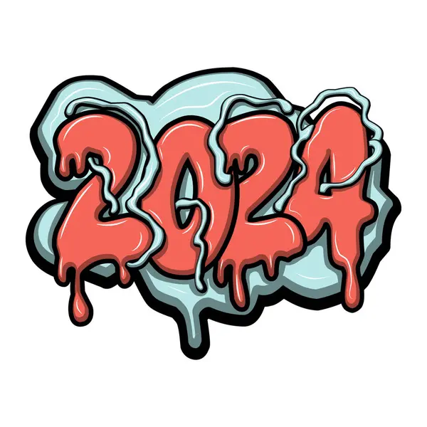 Mutlu yıllar 2024 graffiti tipografi sanat çizimleri