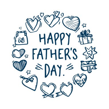 Elle çizilmiş mutlu babalar günü Doodle Çizimleri