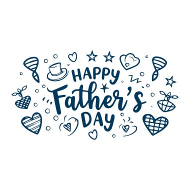 Elle çizilmiş mutlu babalar günü Doodle Çizimleri