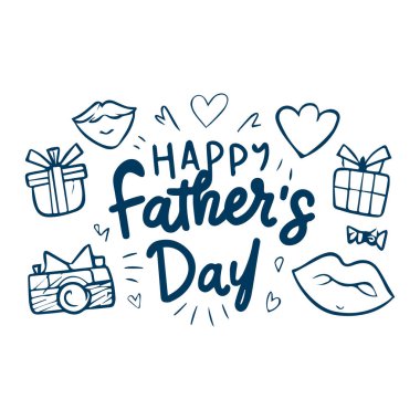 Elle çizilmiş mutlu babalar günü Doodle Çizimleri