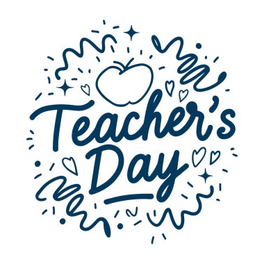 Öğretmenler Günü Dekoratif Karalama Kutlaması için Yaratıcı El Harfleri Metni