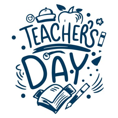 Öğretmenler Günü Dekoratif Karalama Kutlaması için Yaratıcı El Harfleri Metni