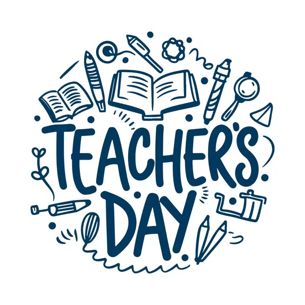 Öğretmenler Günü Dekoratif Karalama Kutlaması için Yaratıcı El Harfleri Metni