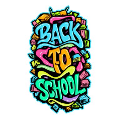 Okula geri dönüş sözcükleri elle yazılmış tipografi