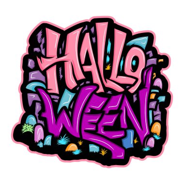 Mutlu Cadılar Bayramı Graffiti etiketleri