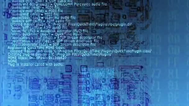 Блакитна Матриця Такі Фон Числа Нуль Текст Один Бінарний Код — стокове відео