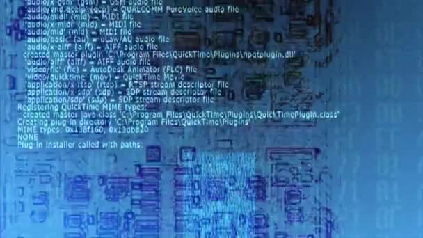 Kék Mátrix Mint Háttér Számok Nulla Szöveg Egy Bináris Kódok — Stock videók