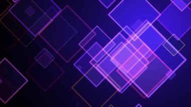 Kare şekilli soyut arkaplan, gradyan, renkli. Geometrik parlaklık, koyu siyah zemin üzerindeki neon rengi mavi ve mor gradyan gölgeler, modern hareket videosu, güzel teknoloji, üst üste binen hareket, arka plan dokusu sanatı, illüstrasyon