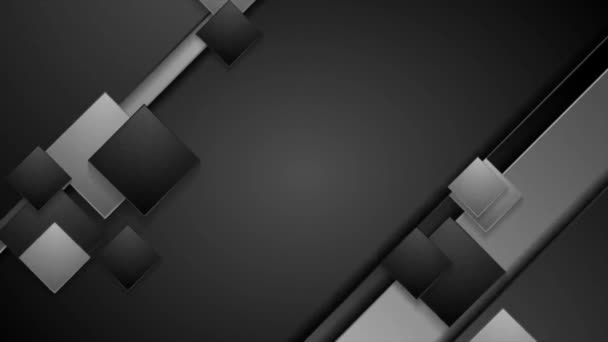 Reso Quadrati Cubi Bianco Nero Movimento Scorrevole Sfondo Nero Sfumato — Video Stock
