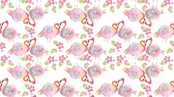 Hayvanlar desen çizimi, pembe ve kırmızı renkli kuşlar beyaz arka plan, vinç, çiçek deseni