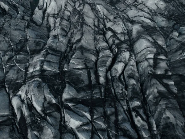 Zlanda Daki Çatlamış Bir Buzulun Hava Görüntüsü Karanlık Elementler Önceki — Stok fotoğraf