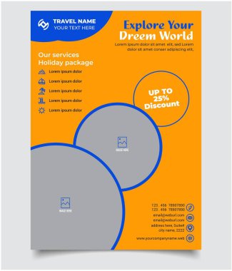 Turizm ya da Seyahat Reklam Hizmetleri Flyer Şablon Tasarım Vektörü, Seyahat Ajansı Pilotu