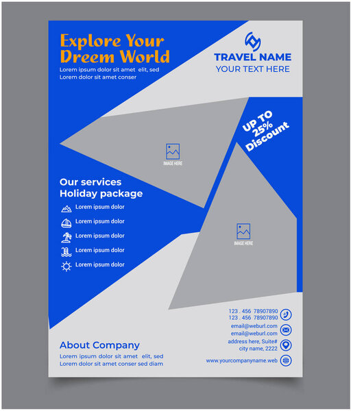 Travel agency flyer, advertising travel agency flyer,