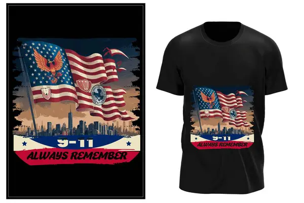 ABD Vatanseverler Günü 911 Tişört Tasarımı. Amerikan Bayrak Vatanseverlik Günü tişört taşıyıcısı