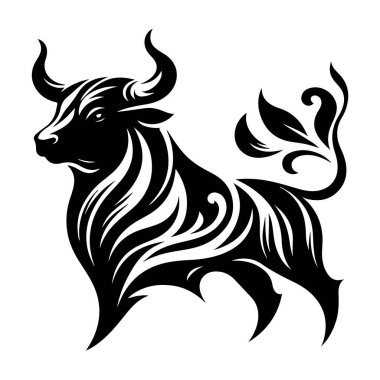 Siyah siluet tarzı Boğa tasarımı beyaz arkaplan
