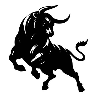 Siyah siluet tarzı Boğa tasarımı beyaz arkaplan