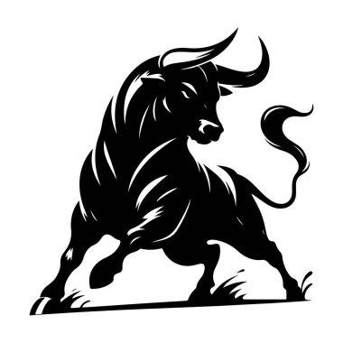 Siyah siluet tarzı Boğa tasarımı beyaz arkaplan