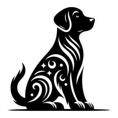 Siyah köpek silueti, köpek silueti vektörü, köpek silueti çizimi, siyah köpek klipsi, siluet köpek grafiği