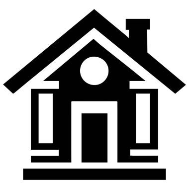 Bir Ev Logosu Simgesi Tasarımının Basit Siyah Çizgi Sanat İllüstrasyonu