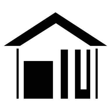 Bir Ev Logosu Simgesi Tasarımının Basit Siyah Çizgi Sanat İllüstrasyonu