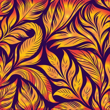 Kusursuz desenli soyut klasik arkaplan altın yapraklı, dalgalı desenli.