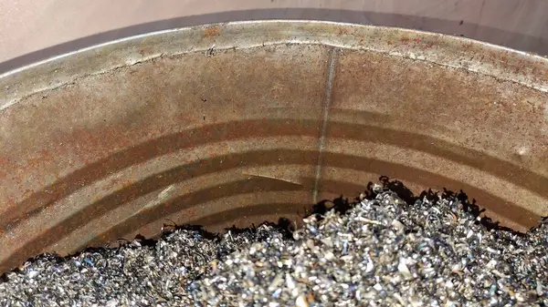 Bir sürü fındıklı metal tabak.