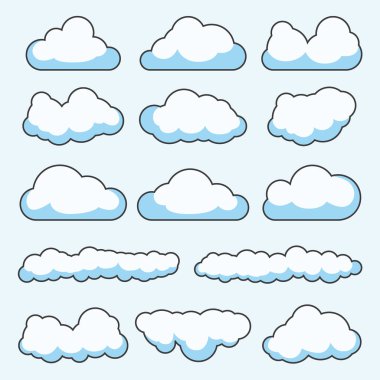 Bulutların vektör koleksiyonu çizimleri Çizgi film biçimi