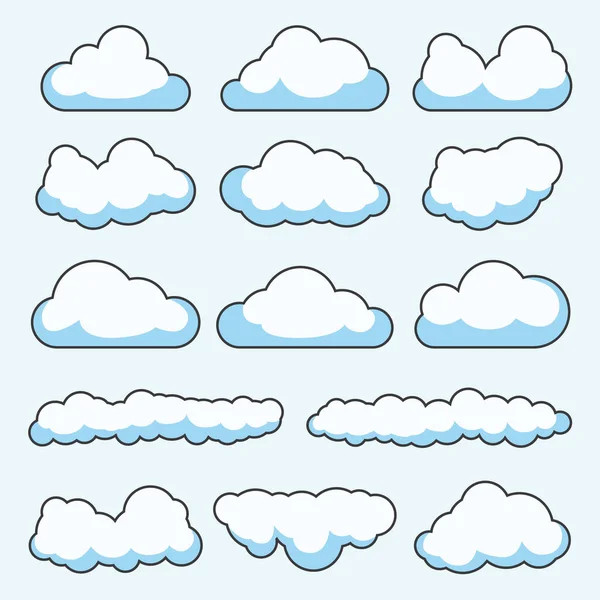 Bulutların vektör koleksiyonu çizimleri Çizgi film biçimi