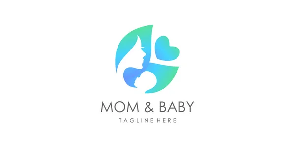 Дизайн Логотипа Мамы Ребенка Уникальным Стилем Premium Vector — стоковое фото