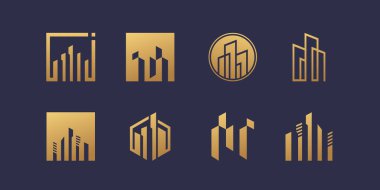 İnşaat logosu koleksiyonu Premium Vektörü