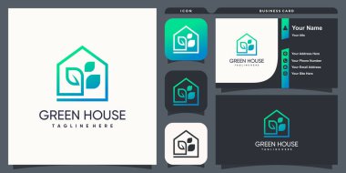 İş primi vektörü için modern konsepte sahip yeşil ev logosu