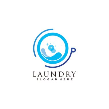 Laundry logo with creative design premium vector clipart