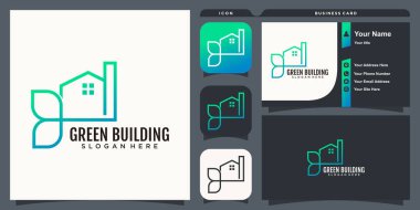 Yaprak elementi premium vektörlü logo oluşturuluyor