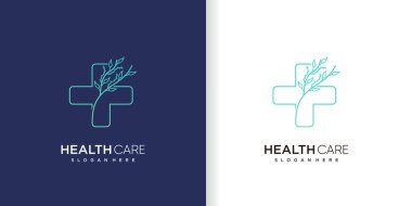 Çiçek element tasarımı ikon vektör illüstrasyonlu tıbbi logo