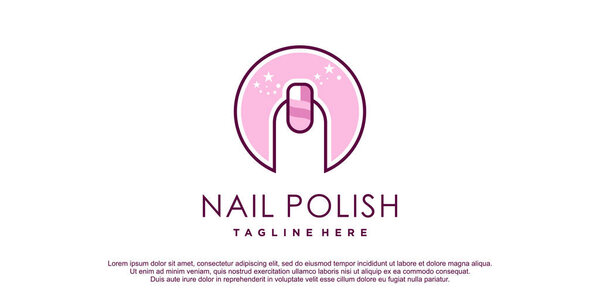 Nail logo with modern line art concept Premium Vector