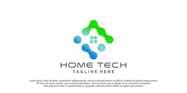 Home Tech Logo Design Con Design Creativo Vettore Premium — Vettoriale Stock