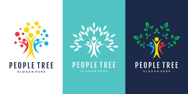 Árvore Humana Design Logotipo Criativo Modelo Conceito — Vetor de Stock