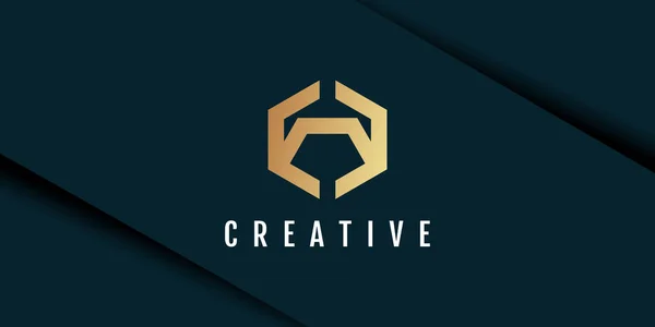 Logo Hexagonal Avec Lettre Concept Design — Image vectorielle