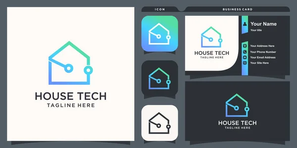 House Tech Logo Design Für Unternehmen Und Technologie Premium Vector — Stockvektor