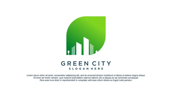 Logotipo Cidade Verde Com Conceito Moderno Para Vetor Premium Negócios — Vetor de Stock