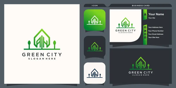 Logotipo Cidade Verde Com Iniciais Conceito Moderno Para Vetor Premium — Vetor de Stock