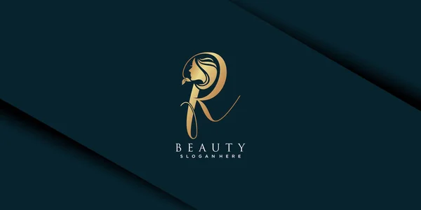 Schönheit Frau Logo Mit Buchstabe Konzept Premium Vektor — Stockvektor