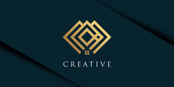 Логотип Особняка Золотим Градієнтом Креативний Дизайн Преміум Вектор — стоковий вектор