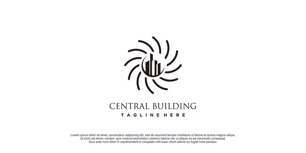 Центральна Будівля Дизайну Логотипу Векторні Ілюстрації Піктограм — стоковий вектор